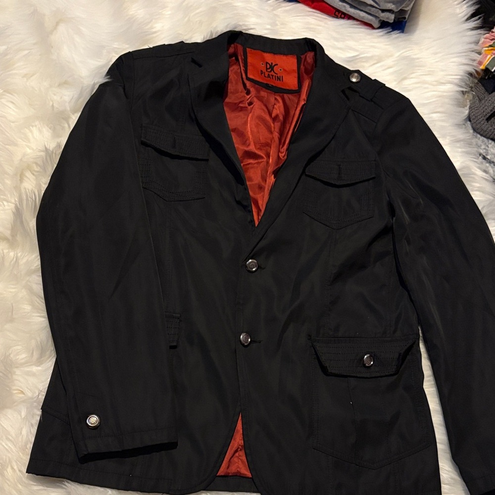 DC Platini Men's Classic Black Military Jacket